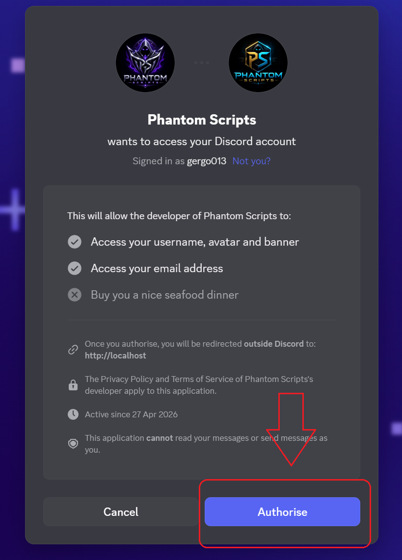 3. Connect your Discord account if required